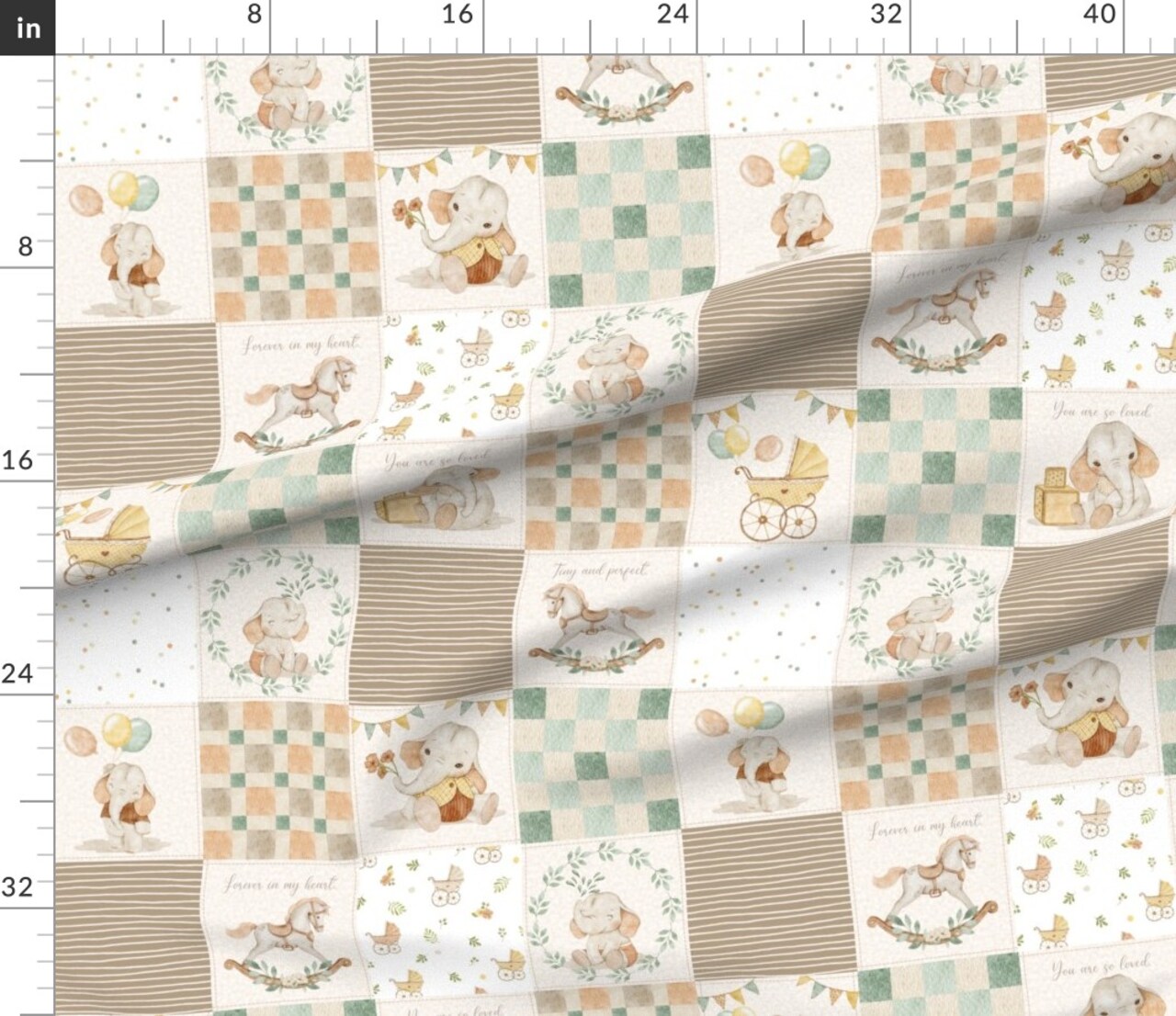 Various Fabrics by the Yard or Fat Quarter Neutral Baby Cheater Quilt Beige Blocks Nursery Gender Wholecloth Quilt Topper Custom Printed Fabric by Spoonflower